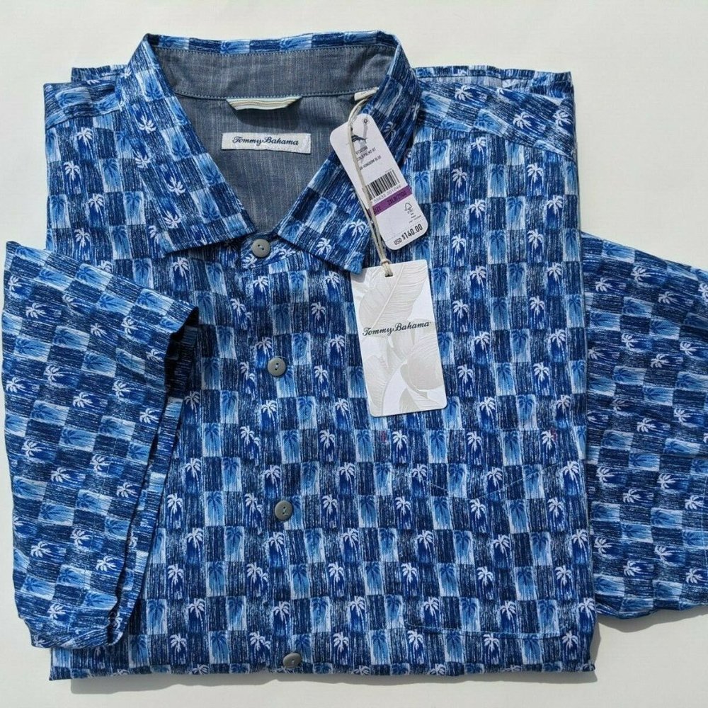 Big & Tall Size 2XLB Tommy Bahama SS Lido Blue Palms Shirt Mens NWT $140
